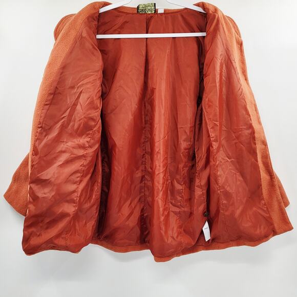 Vintage Bob Mackie Wearable Art Orange Embroidered Fleece Jacket Women's Size L - Picture 3 of 11